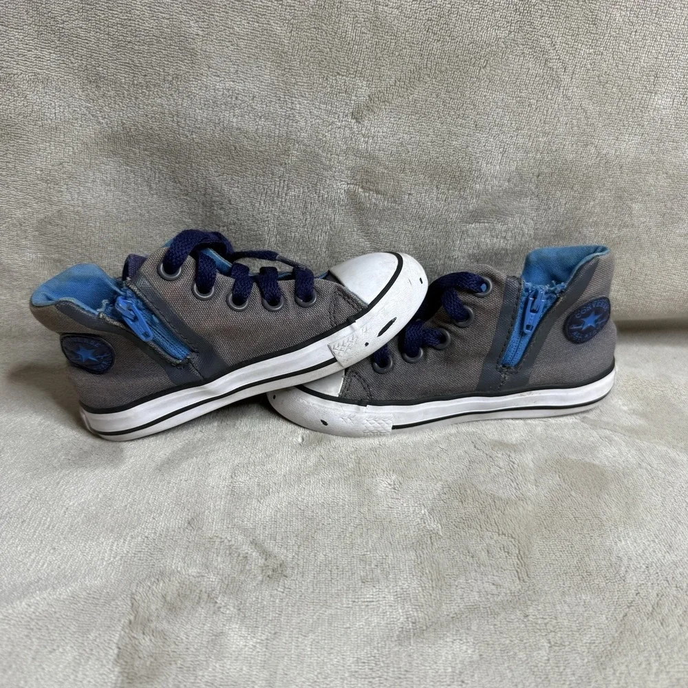 KIDS ALL STAR Converse High Top  ZIP UP Blue‎ SIZE 8